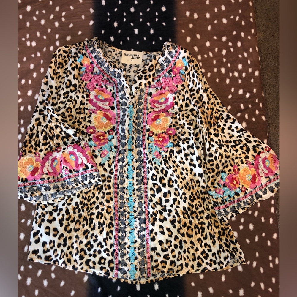 Savanna Jane Cheetah floral festive shirt! So much fun!!